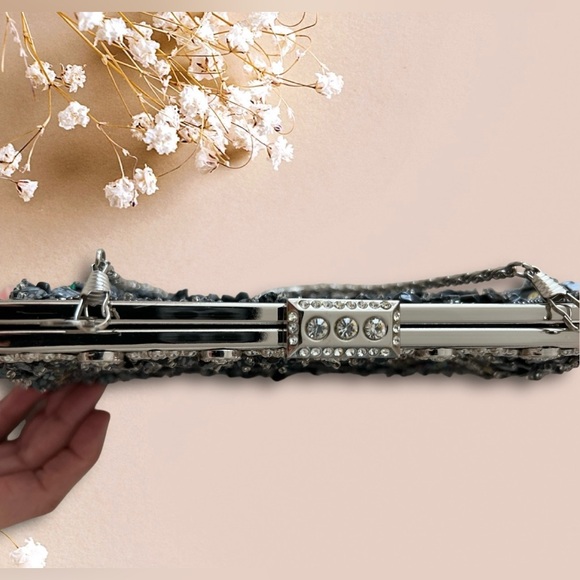 Embellished Evening Beaded Clutch Bag with Chain Strap - Picture 4 of 13